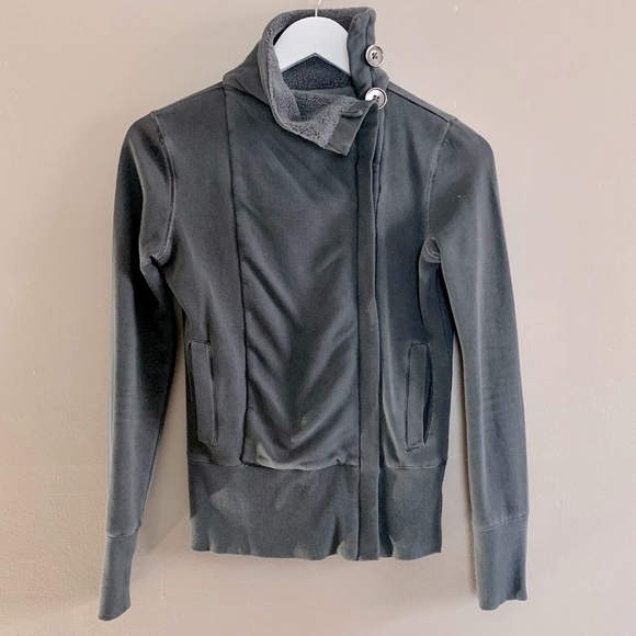 Calvin Klein Sweaters - 3/15 💚 Calvin Klein Asymmetrical Zip Double Button HighNeck Moto Sweater Jacket
